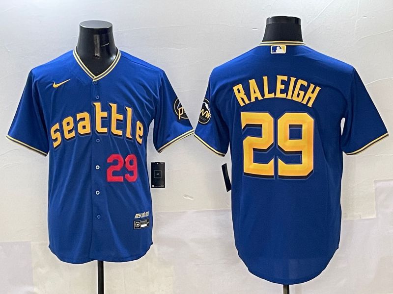 Men Seattle Mariners #29 Raleigh Blue City Edition 2025 Nike MLB Jersey style 3